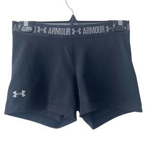 Under Armour Women’s Black HeatGear Compression Shorts Small Logo Waistband